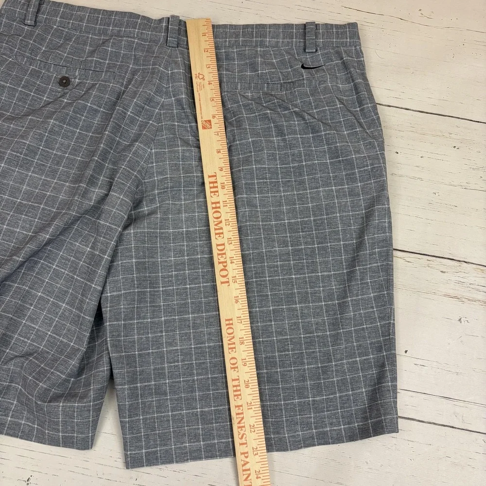 Nike Golf Chino Shorts Mens 40 Gray Plaid Tour Performance Dri-FIT 11in Inseam